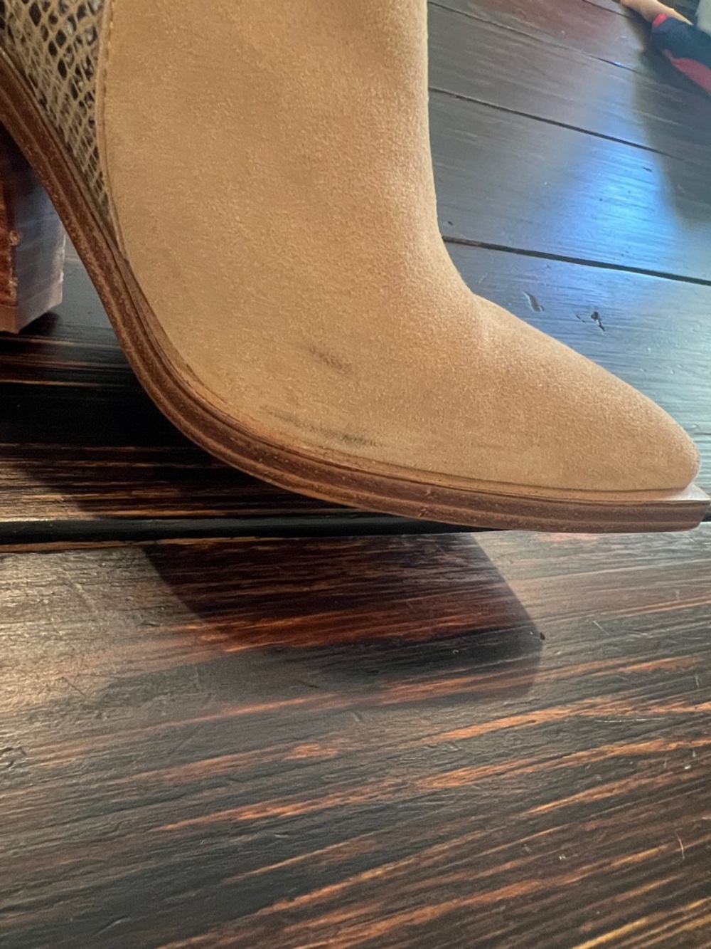 Vince Camuto Gannilla Tortilla Suede and Snake Print Leather Western Booties - Picture 4 of 4